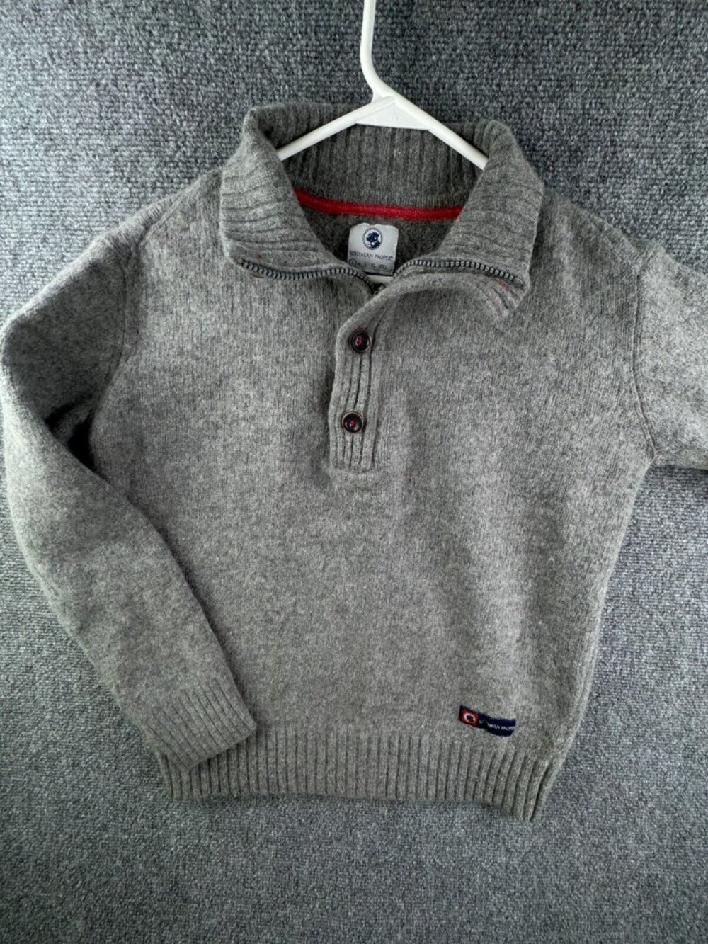 Southern Proper Sweater Small Gray Wool Blend 1/4 Zip Button Pullover Knit Warm